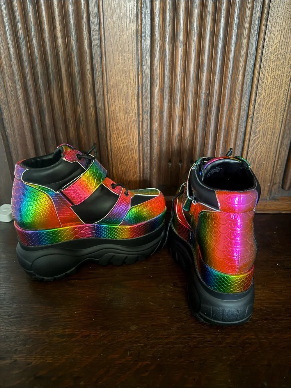 Dolls Kill RARE DISCONTINUED Women's Rainbow Platform Sneakers w/ Black Accents